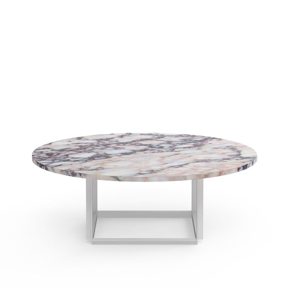 New Works Florence soffbord white viola marble, 90 cm, vitt stativ