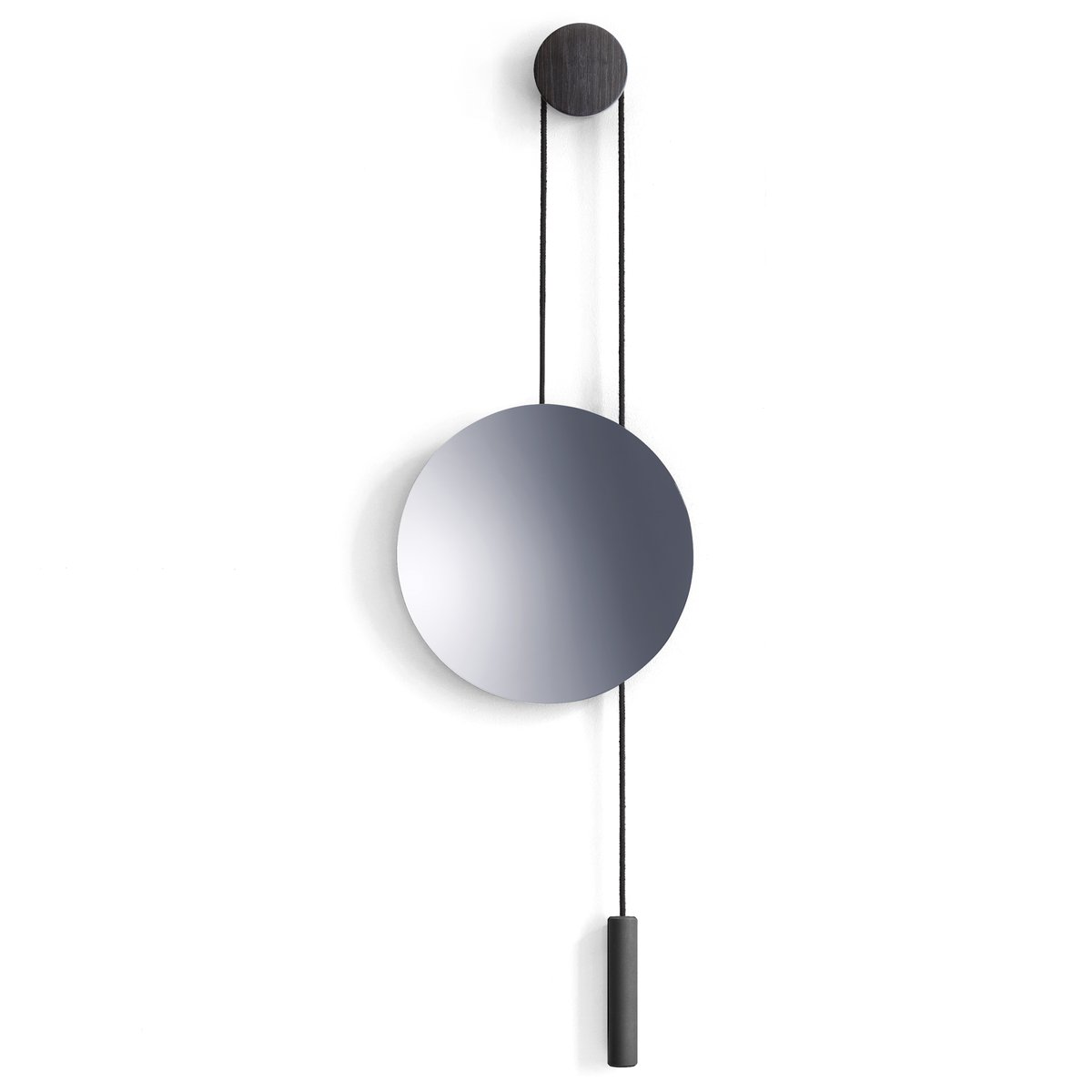 New Works Rise and Shine spegel Burned oak-steel weight
