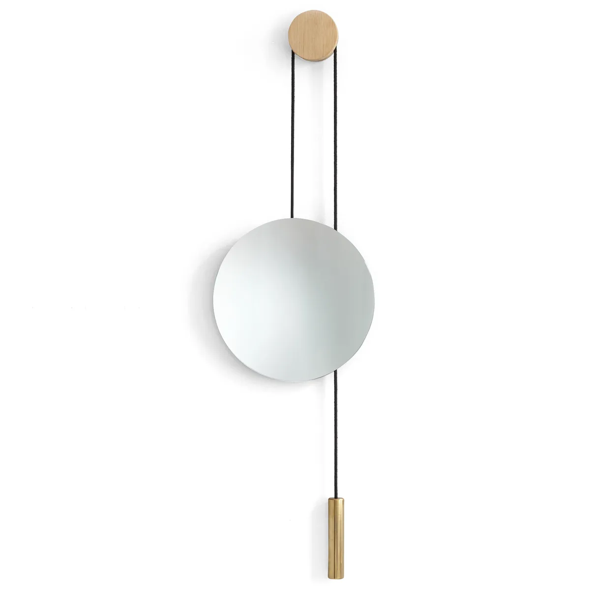 New Works Rise and Shine spegel Natural oak-brass weight