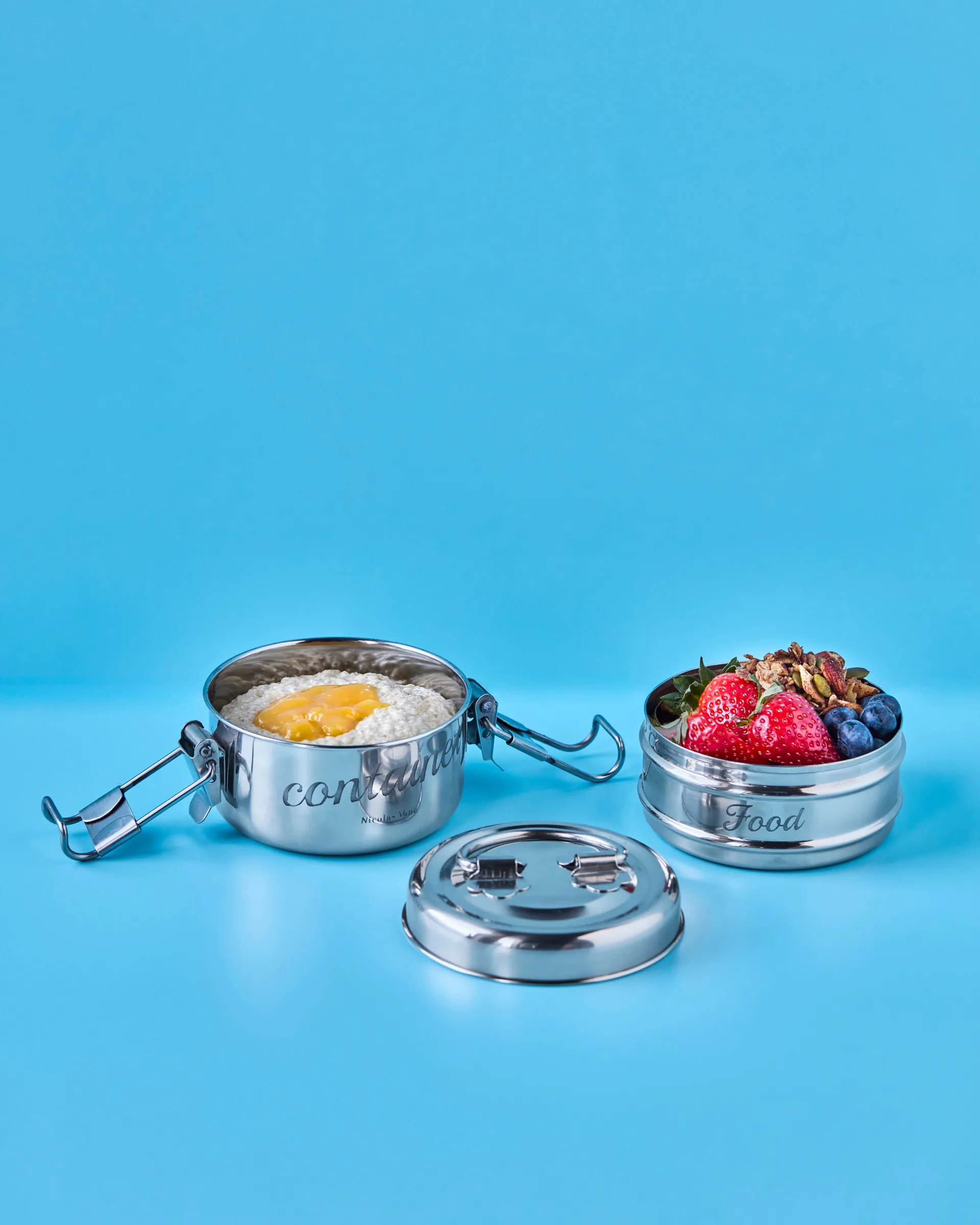 Nicolas Vahé matlåda 2 delar, Silver finish, Ø10 cm Nicolas Vahé