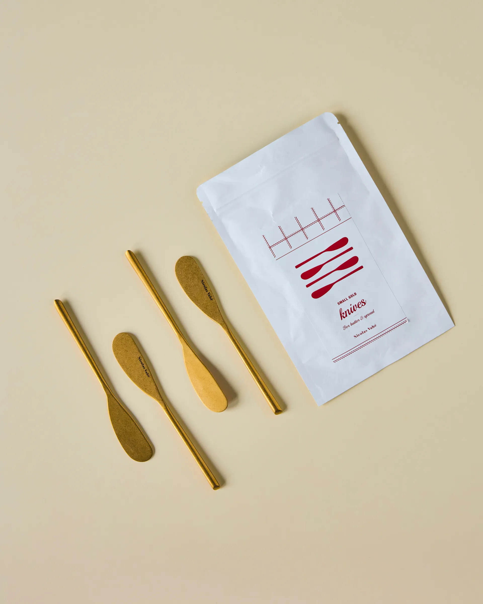 Nicolas Vahé smörkniv 4-pack, Antik guldfinish Nicolas Vahé