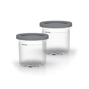 Ninja CREAMi behållare med lock 2-pack 470 ml NC300-serien (NC300/NC301/NC302) - Klar-grå - Ninja