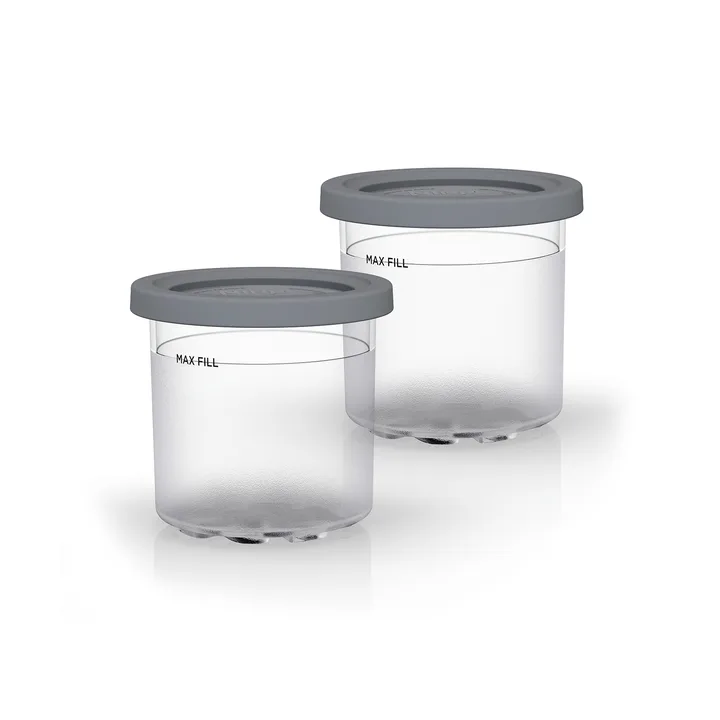 Ninja CREAMi behållare med lock 2-pack 470 ml NC300-serien (NC300/NC301/NC302) - Klar-grå - Ninja