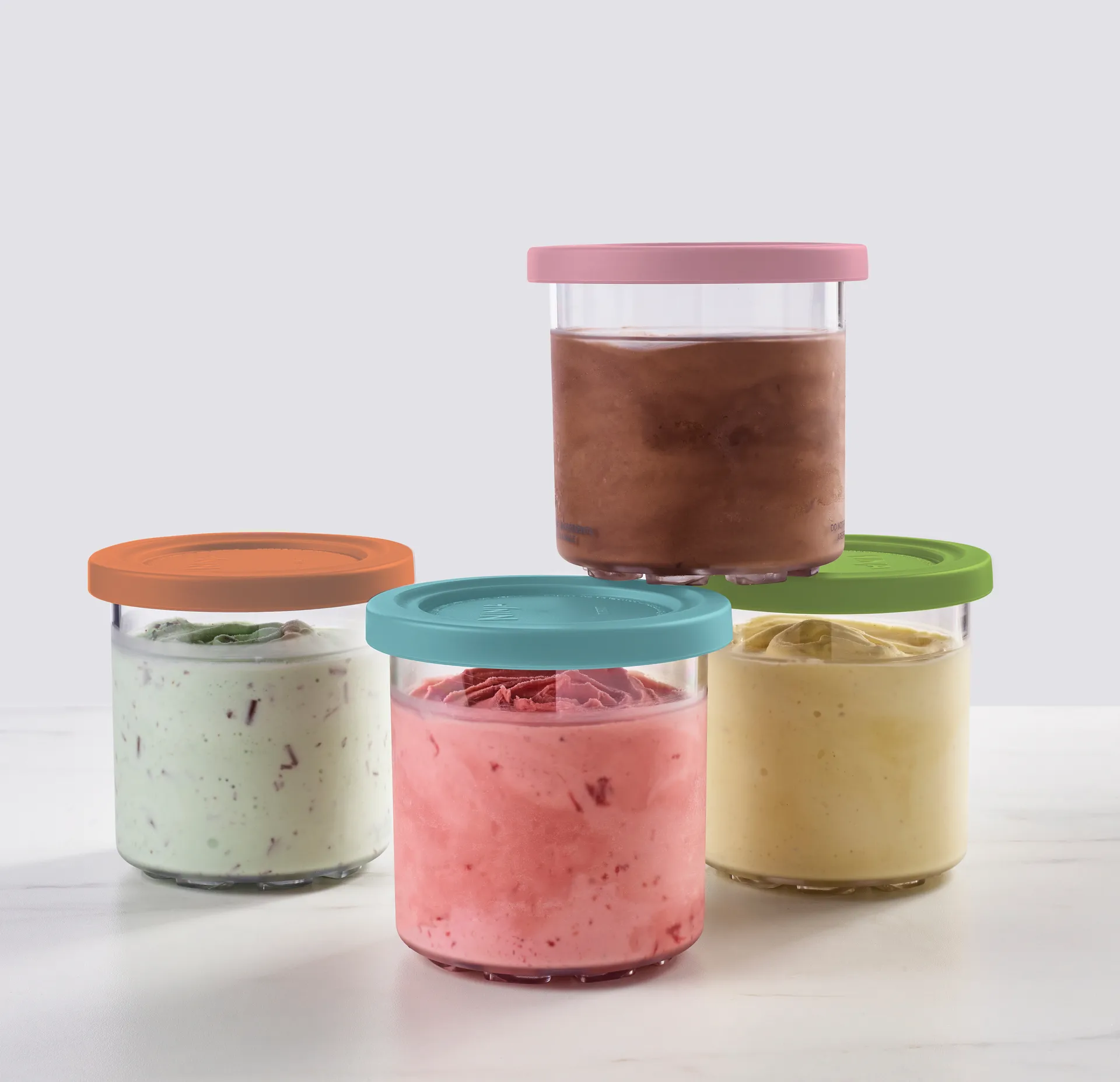 Ninja CREAMi behållare med lock 4-pack 470 ml NC300-serien (NC300/NC301/NC302), Blå/rosa/grön/brun Ninja