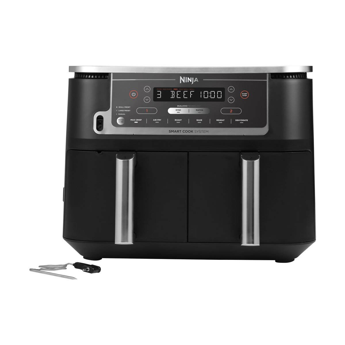 Ninja Foodi Max AF451 Airfryer Dual Zone m termometer 9,5 L Svart
