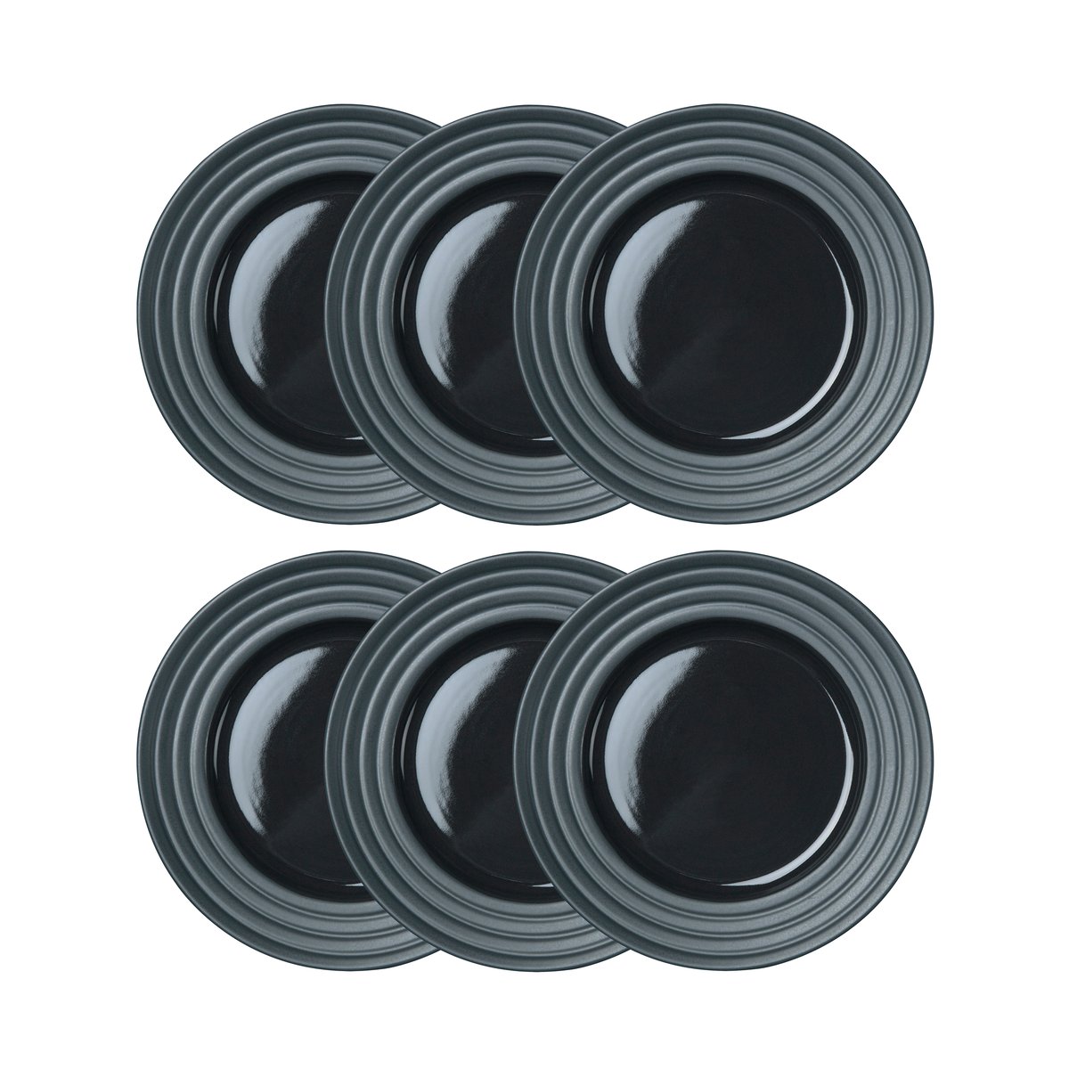 NJRD Lines assiett 21 cm 6-pack Mörkgrå | Skandinavisk Design | Assietter | Grå