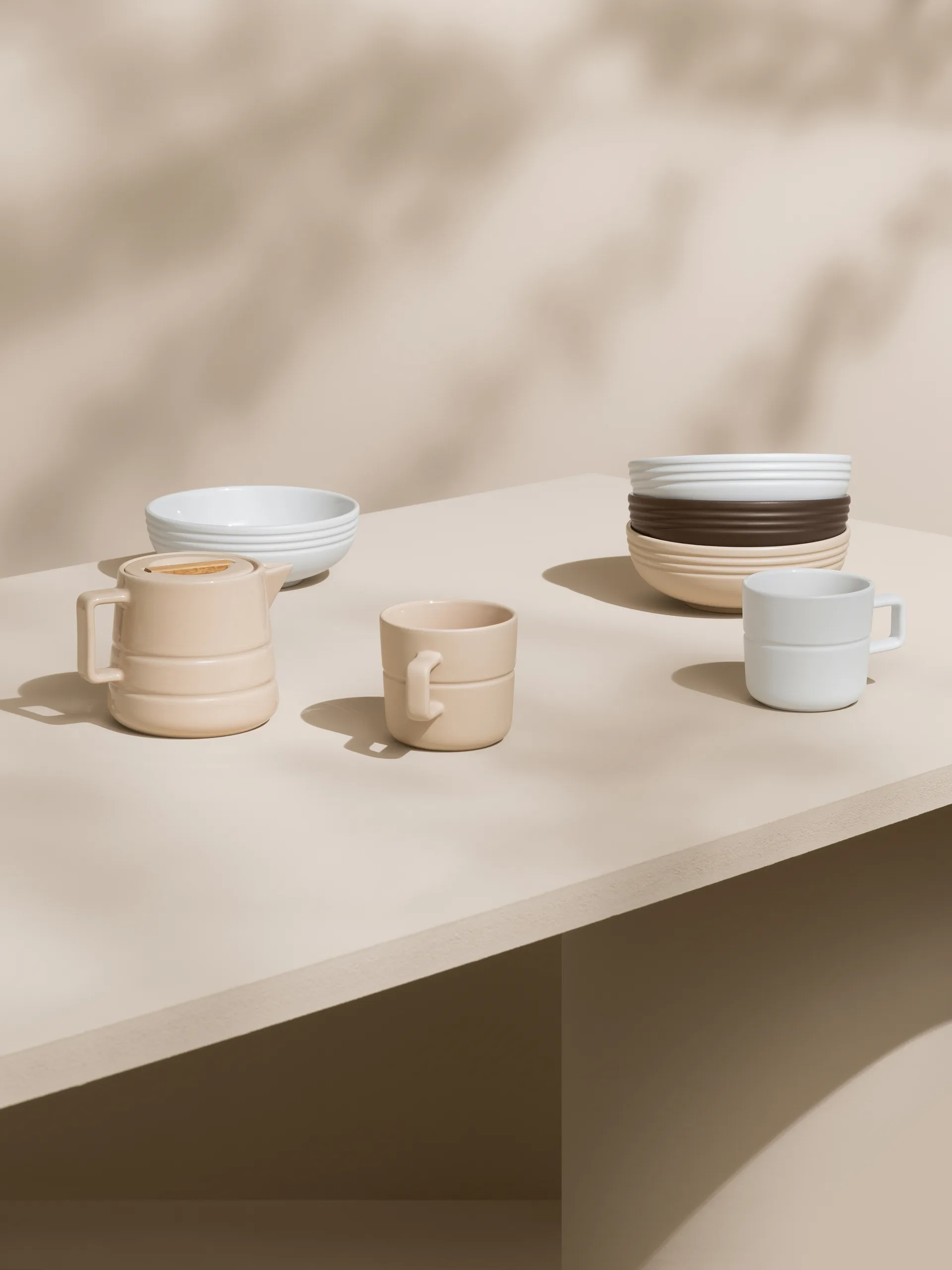 Lines skål Ø16 cm, Beige NJRD