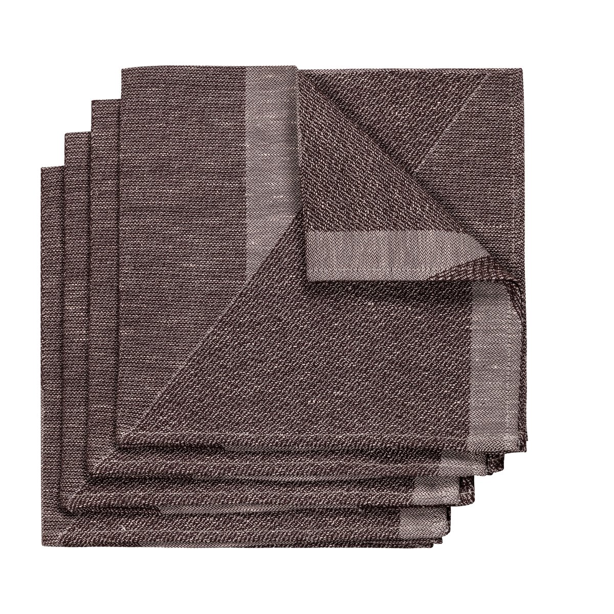NJRD Metric tygservett 47x47 cm 4-pack Brun-vit | Skandinavisk Design | Tygservetter | Brun