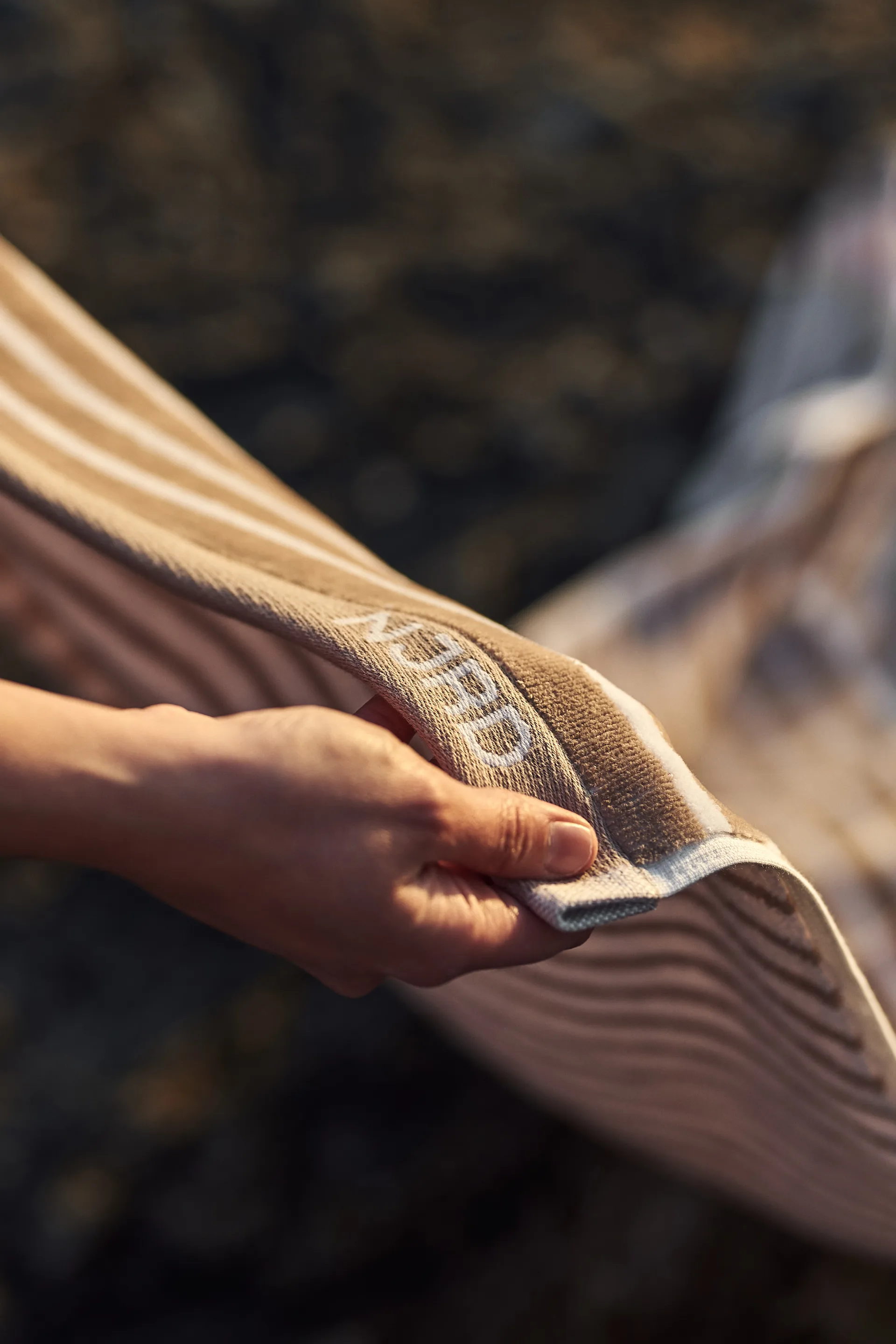 Stripes badhandduk 70x140 cm, Beige NJRD