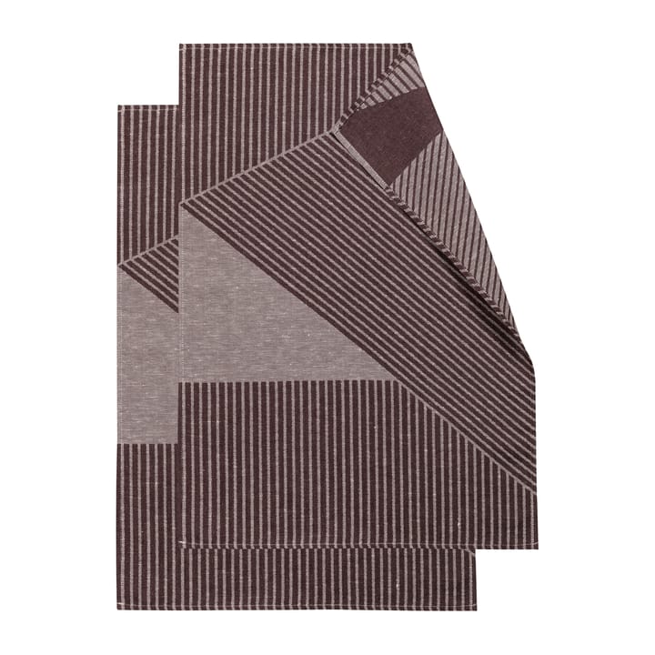 Stripes kökshandduk 47x70 cm 2-pack - Brun-vit - NJRD