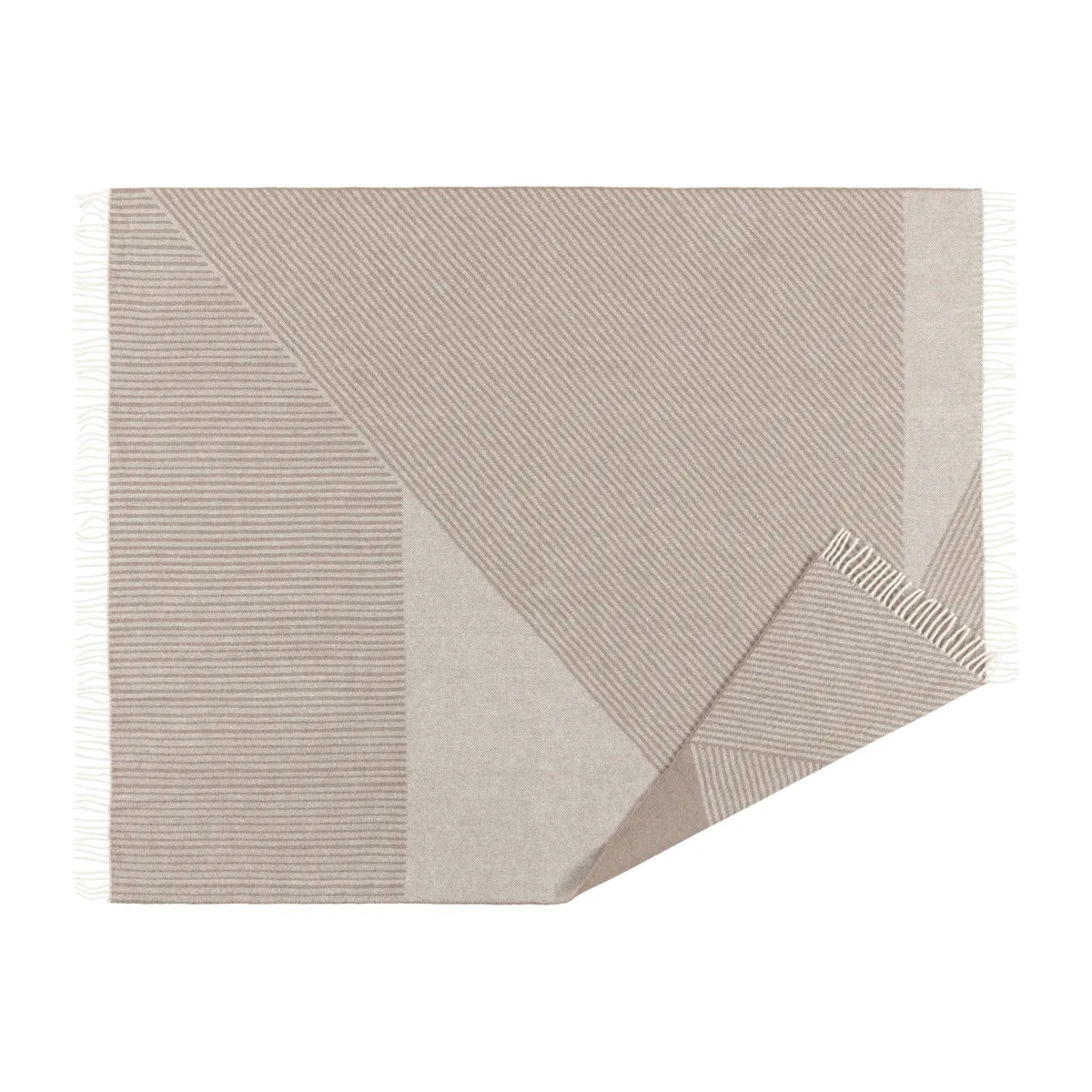 NJRD Stripes ullpläd 130x185 cm Beige