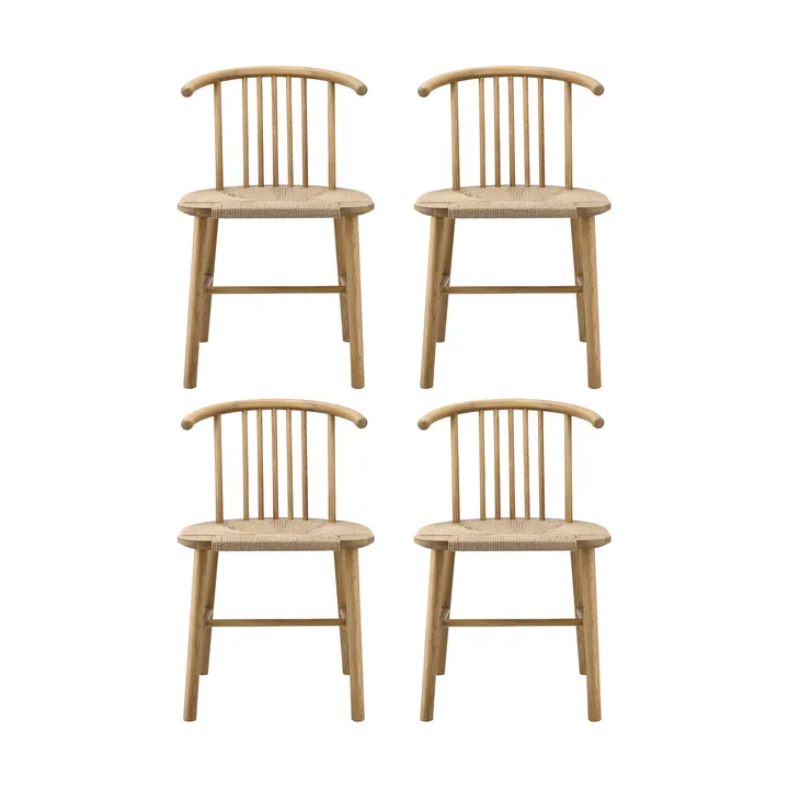 VIOR matstol flätad sits, Lackerad ek-natur, 4-pack - NJRD
