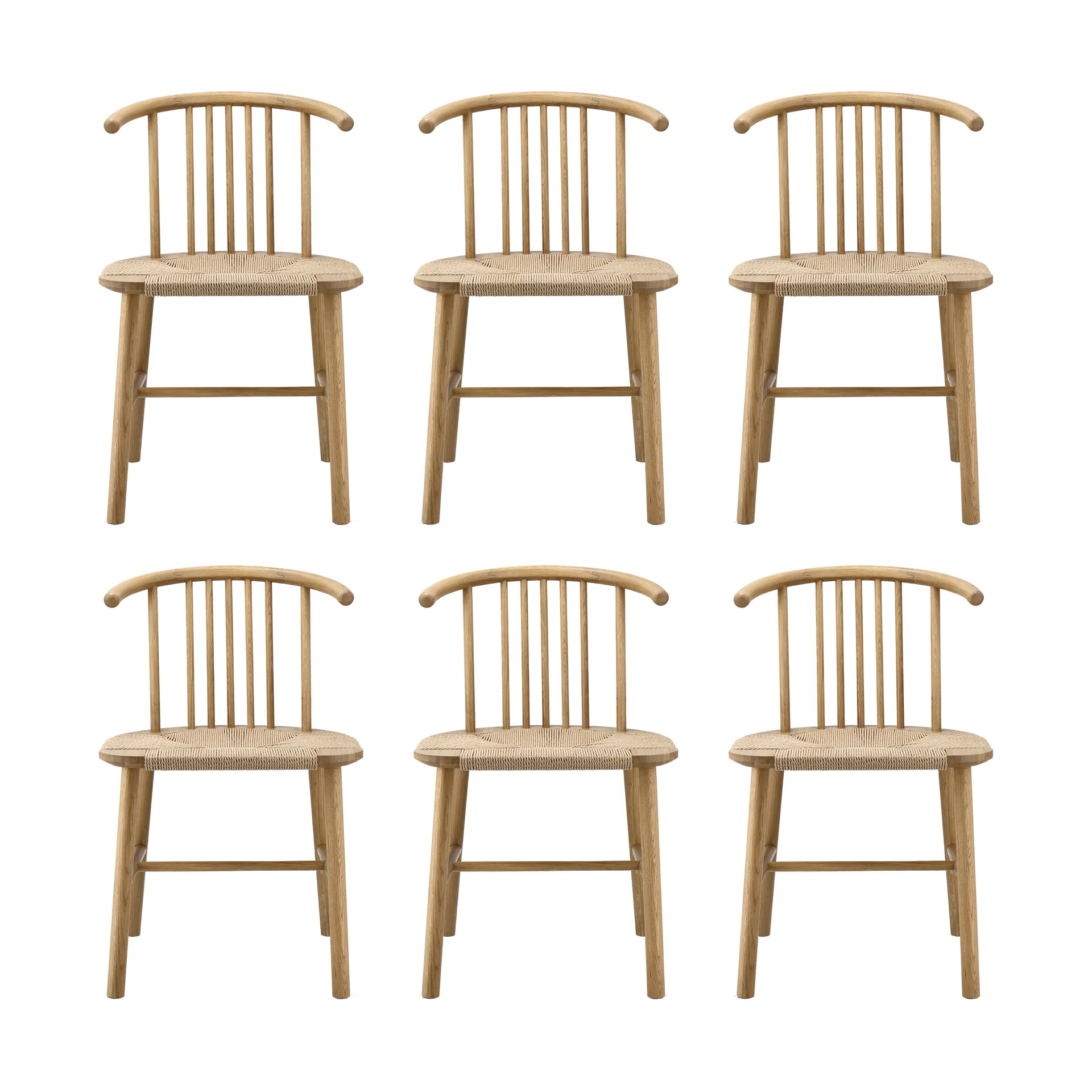 VIOR matstol flätad sits, Lackerad ek-natur, 6-pack NJRD