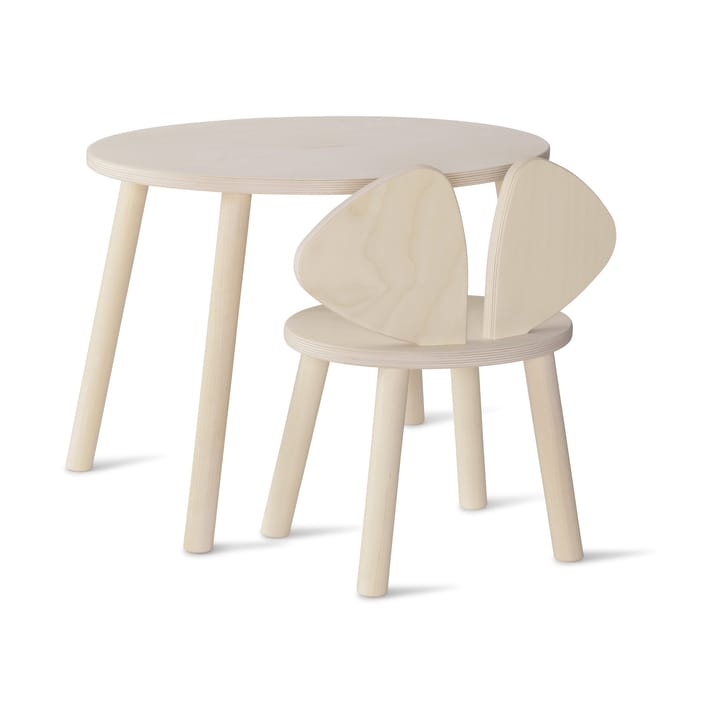 Mouse set barnstol + bord - Vitpigmenterad - Nofred