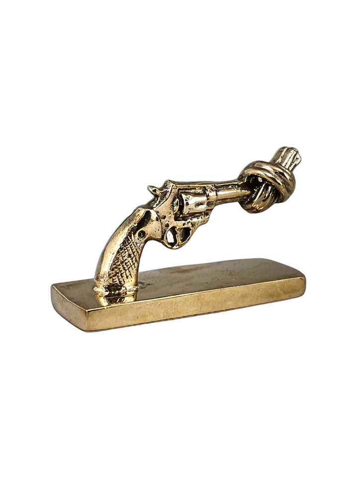 Knotted Gun mini 7 cm, Brons Non Violence