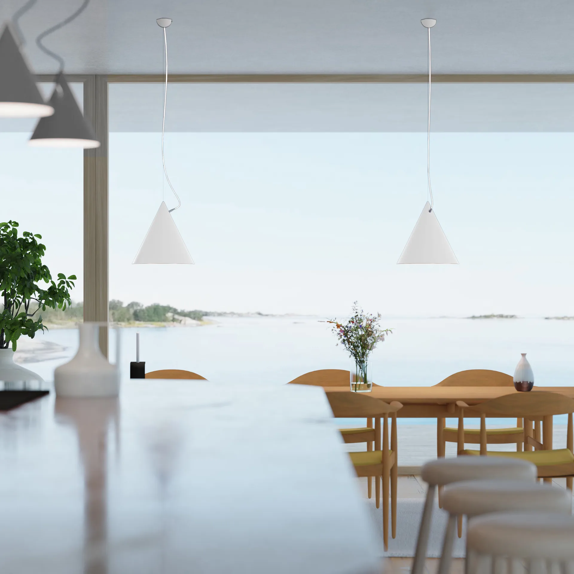 Castor pendel 40 cm, Vit-vit-silver Noon