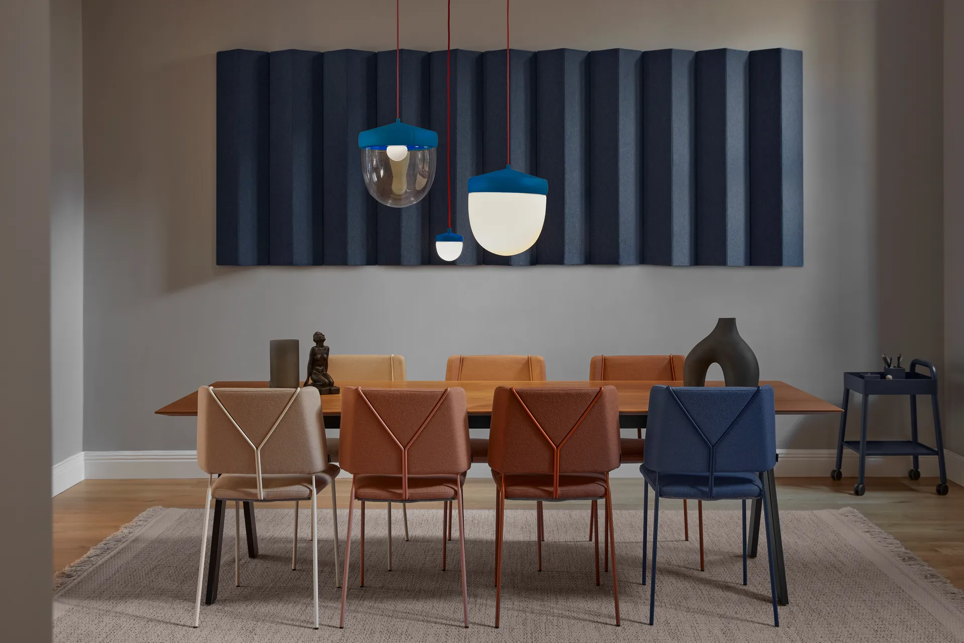 Pan pendel frostad 10 cm, Klarblå-röd Noon