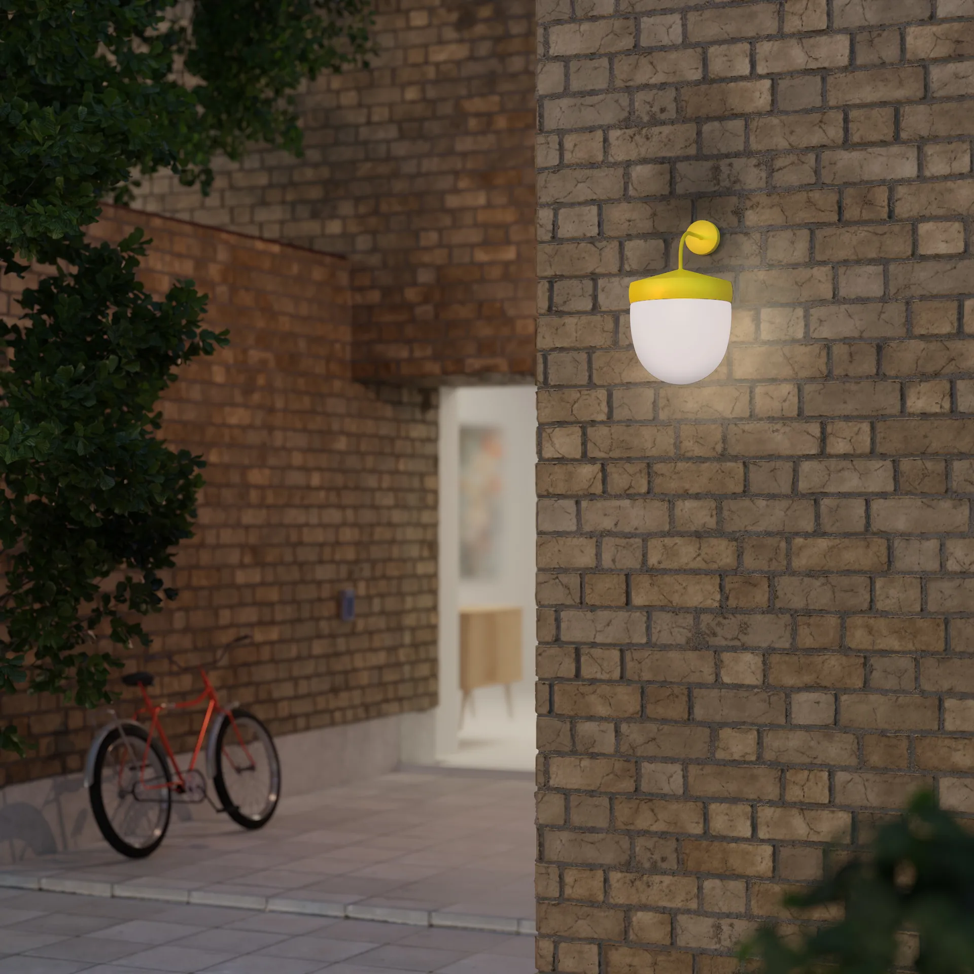 Pan vägglampa frostad 30 cm, Gul Noon