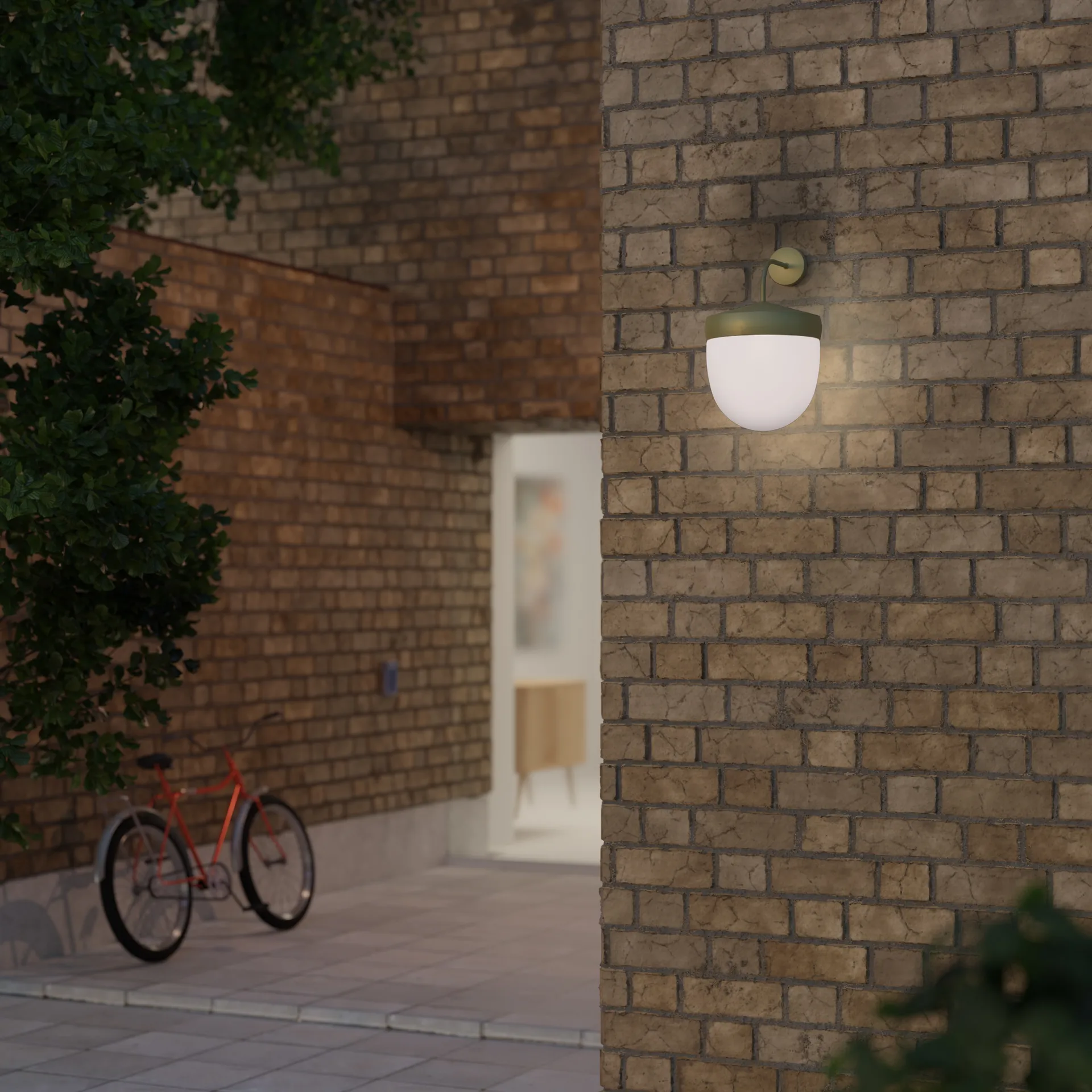 Pan vägglampa frostad 30 cm, Olivgrå Noon