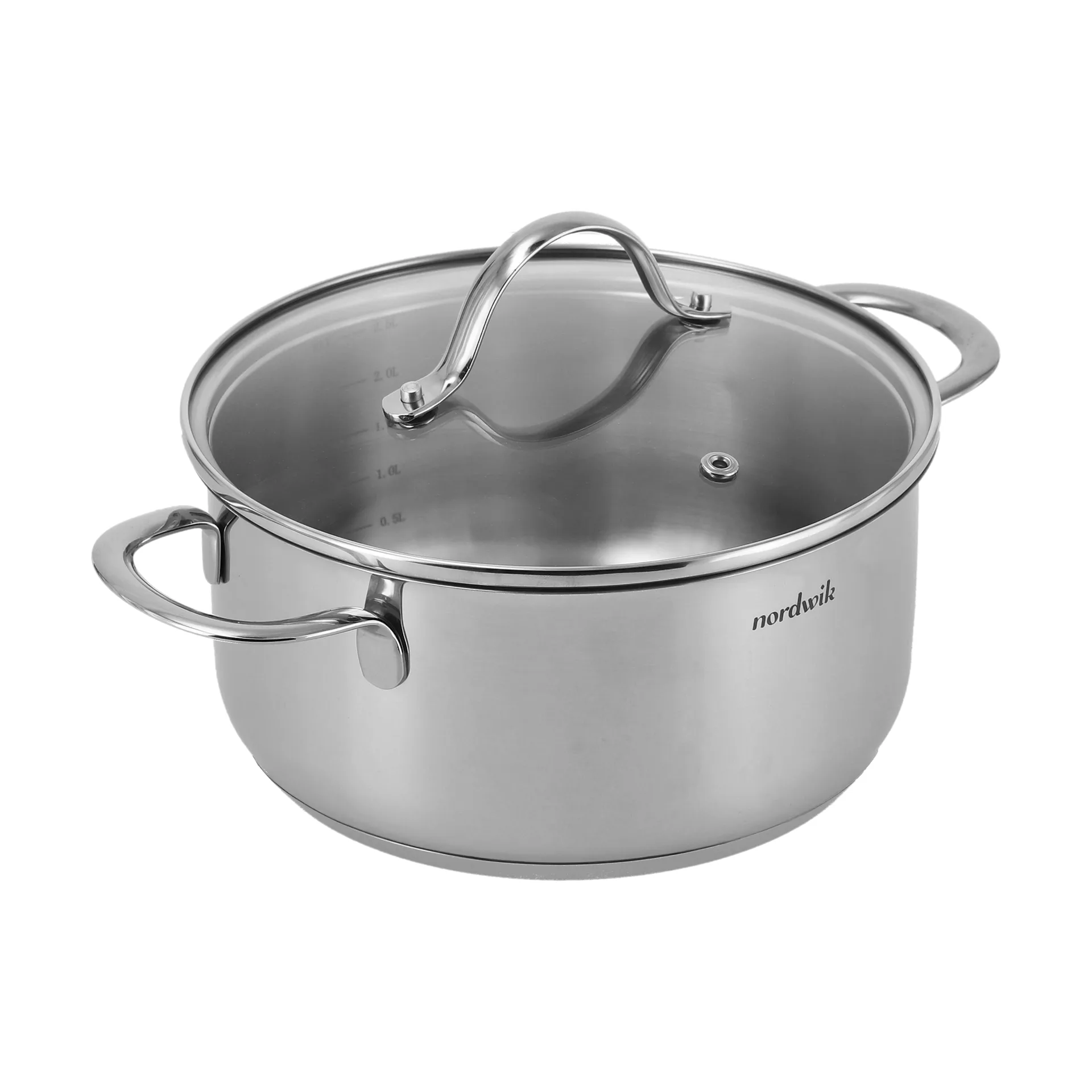 Nordwik gryta med glaslock 2,5 L, Rostfritt stål Nordwik