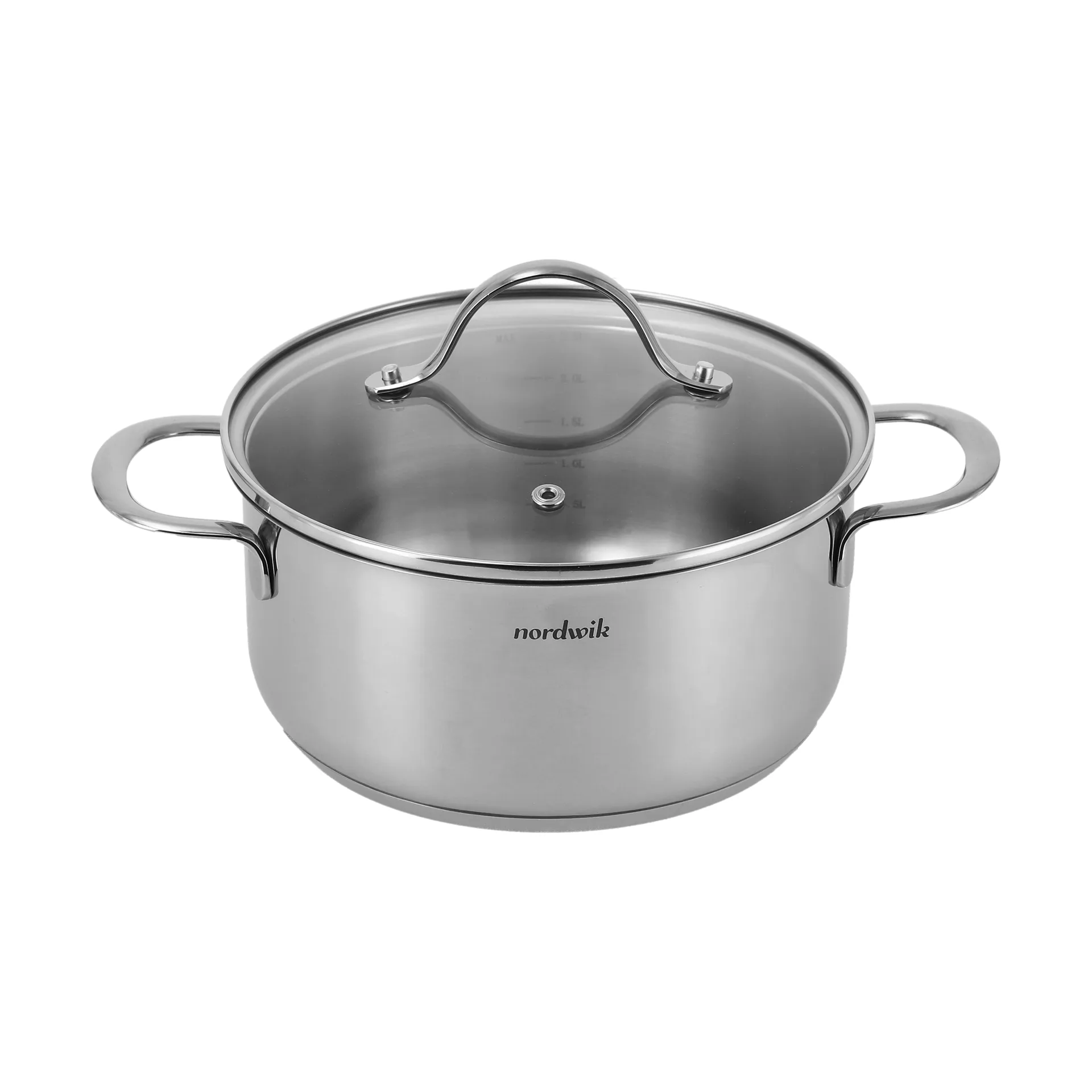 Nordwik gryta med glaslock 2,5 L, Rostfritt stål Nordwik