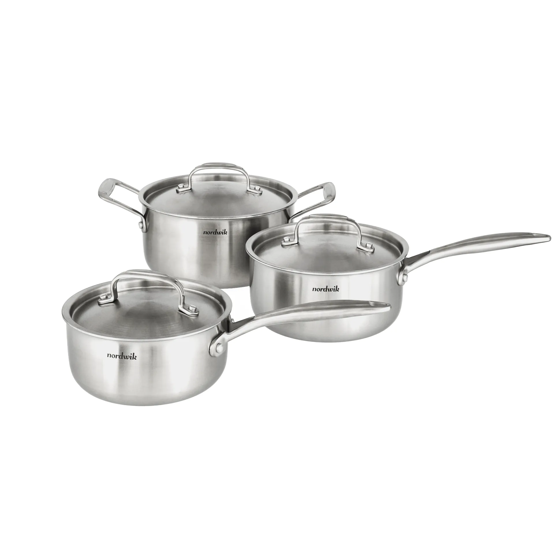 Nordwik grytset 3-ply 3 delar, 1,5 l, 2 l, 3 l Nordwik