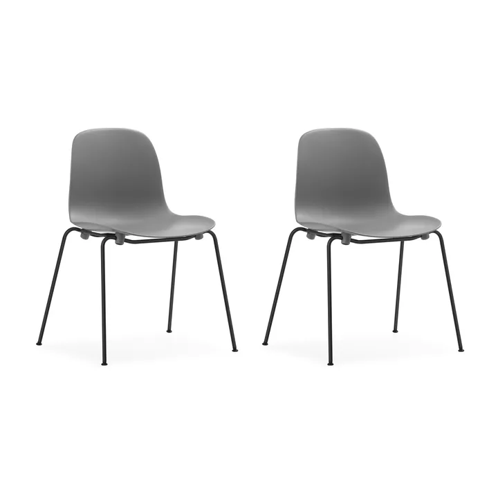 Form Chair staplingsbar stol svarta ben 2-pack, Grå - Normann Copenhagen
