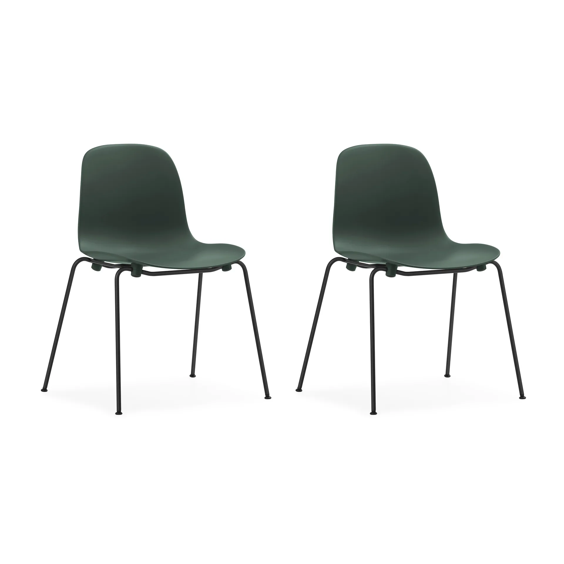 Form Chair staplingsbar stol svarta ben 2-pack, Grön Normann Copenhagen