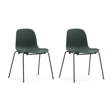 Form Chair staplingsbar stol svarta ben 2-pack, Grön - Normann Copenhagen