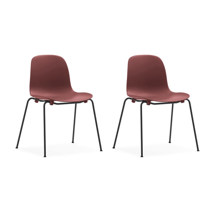 Form Chair staplingsbar stol svarta ben 2-pack, Röd - undefined - Normann Copenhagen