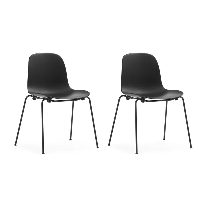 Form Chair staplingsbar stol svarta ben 2-pack, Svart - Normann Copenhagen
