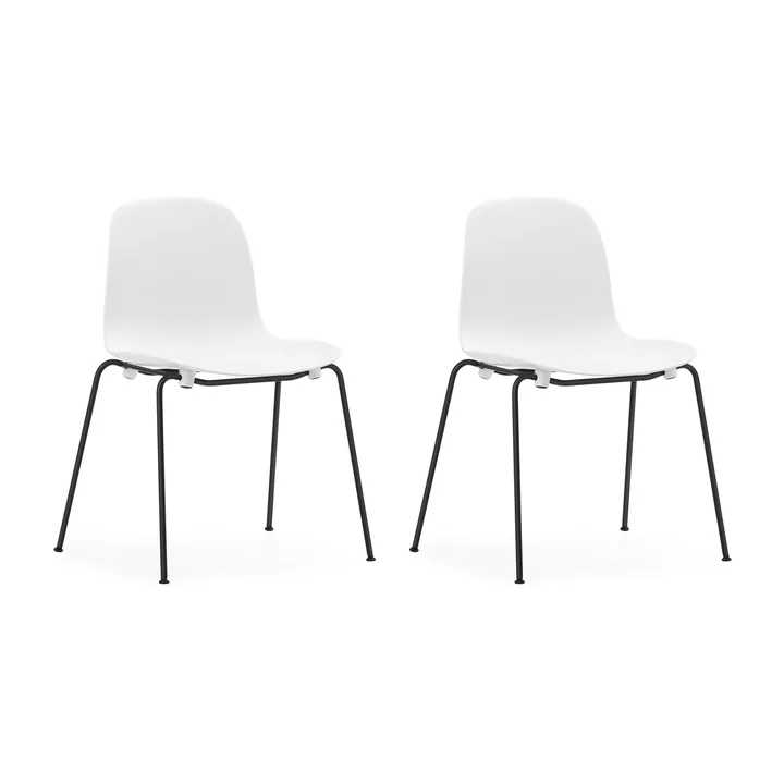 Form Chair staplingsbar stol svarta ben 2-pack, Vit - Normann Copenhagen
