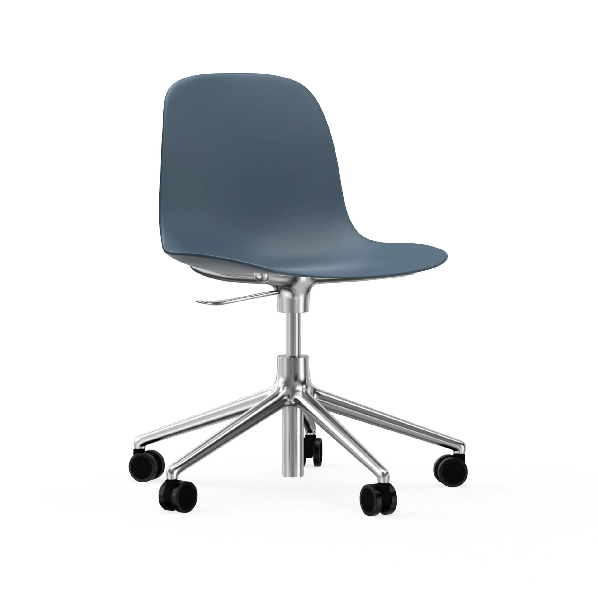 Form chair swivel 5W kontorsstol, blå, aluminium hjul Normann Copenhagen