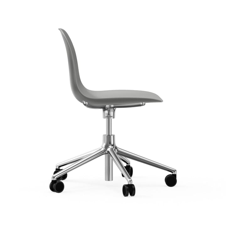Form chair swivel 5W kontorsstol - grå, aluminium, hjul - Normann Copenhagen