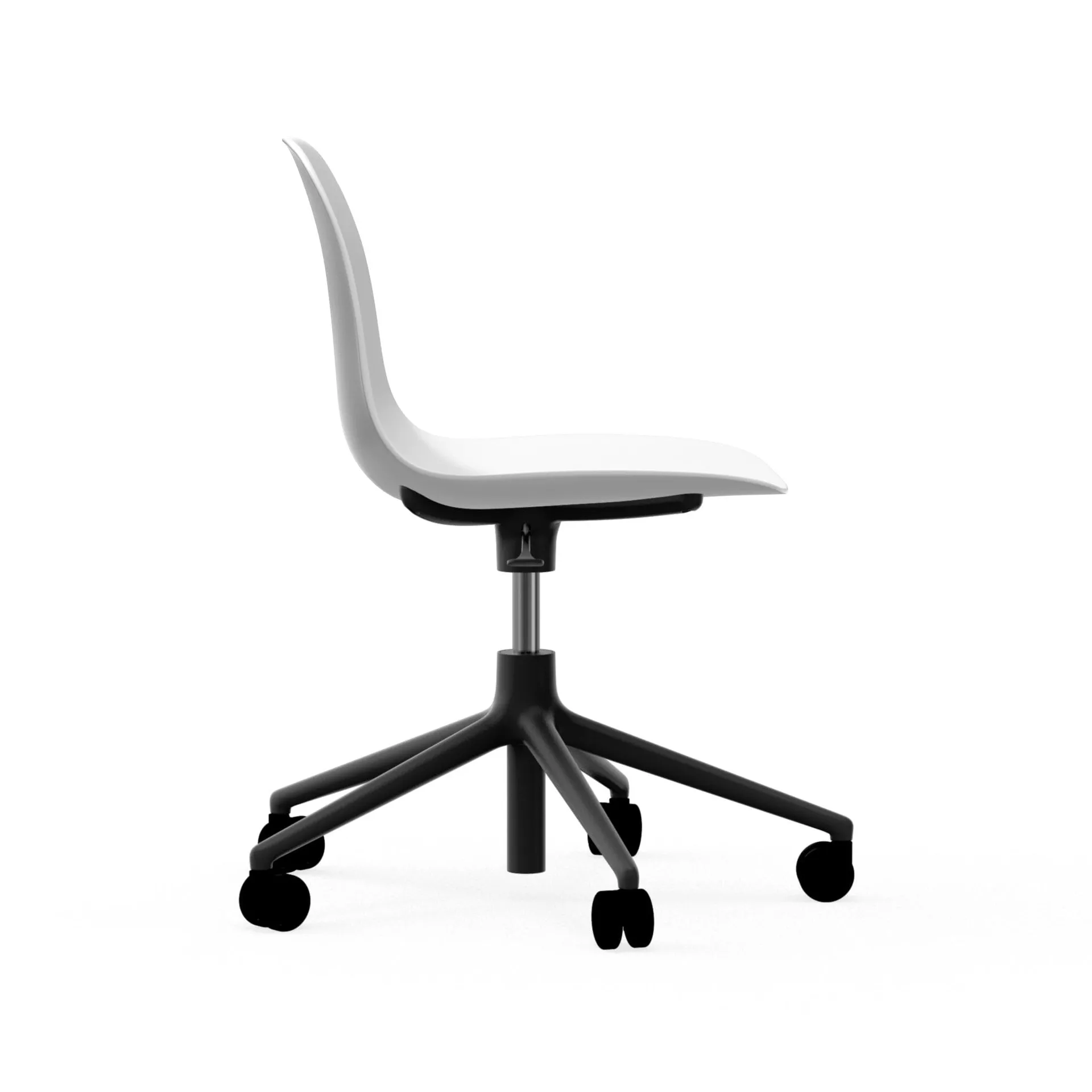 Form chair swivel 5W kontorsstol, vit, svart aluminium, hjul Normann Copenhagen