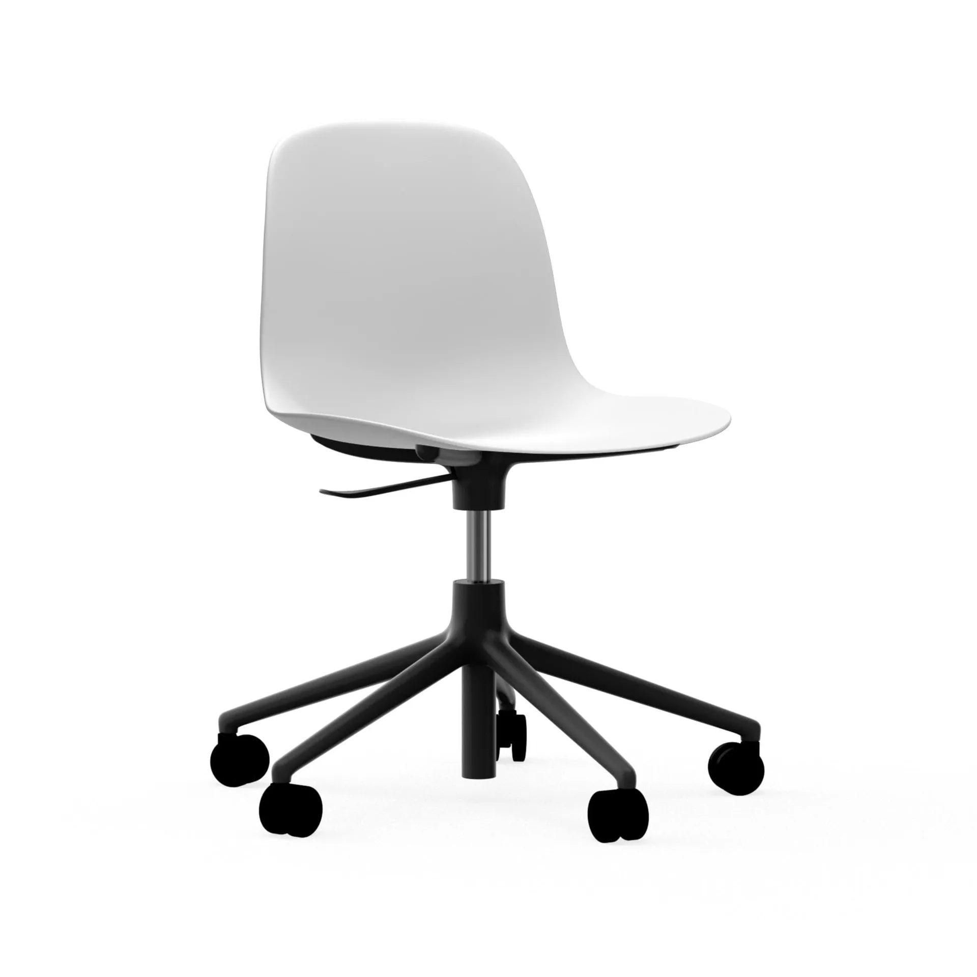 Form chair swivel 5W kontorsstol, vit, svart aluminium, hjul Normann Copenhagen