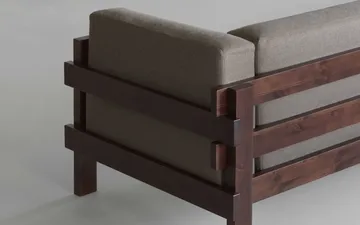 Kube soffa - Brunlackerad furu-tyg Remix 223 Beige, 220 cm - Normann Copenhagen