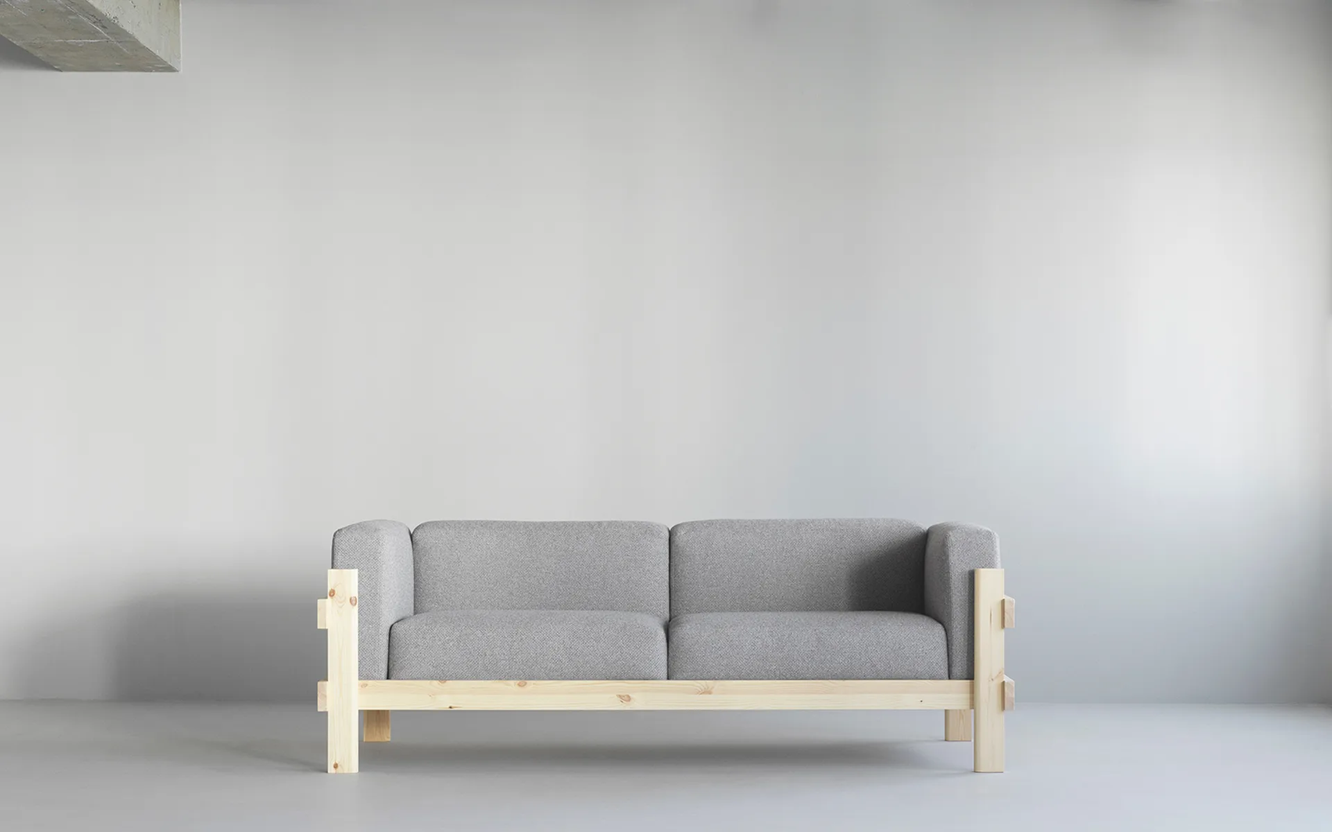 Kube soffa, Lackerad furu-tyg Remix 223 Beige, 220 cm Normann Copenhagen