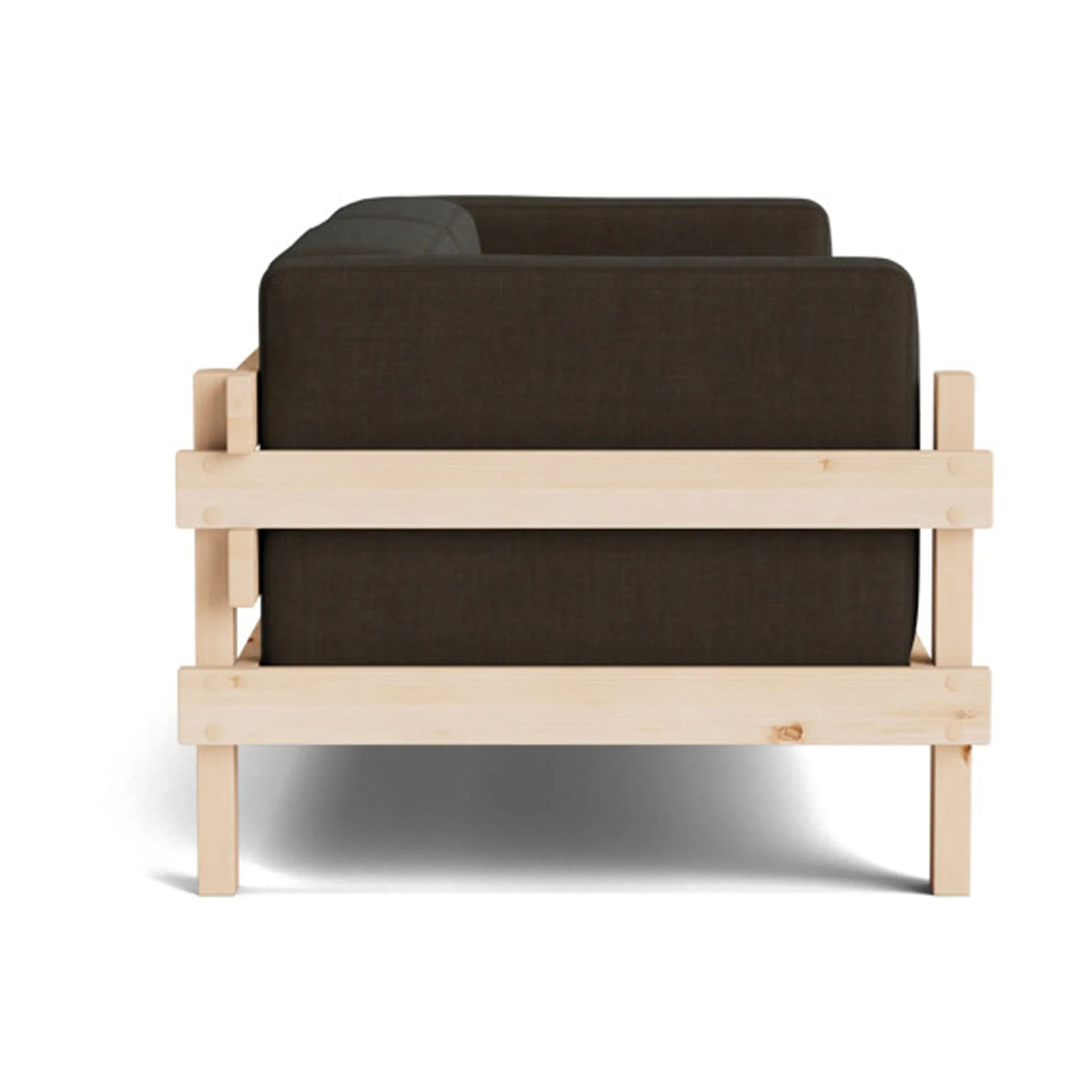 Kube soffa, Lackerad furu-tyg Remix 356 Brown, 220 cm Normann Copenhagen