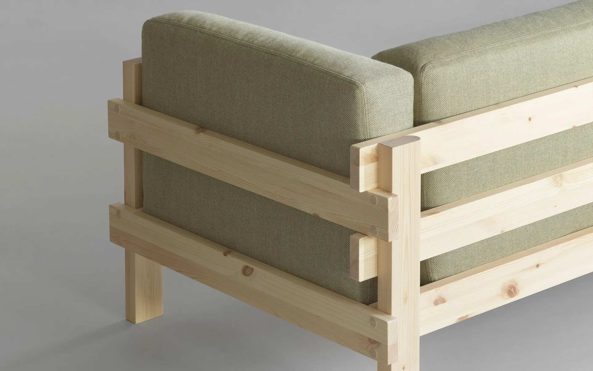 Kube soffa, Lackerad furu-tyg Remix 356 Brown, 220 cm Normann Copenhagen