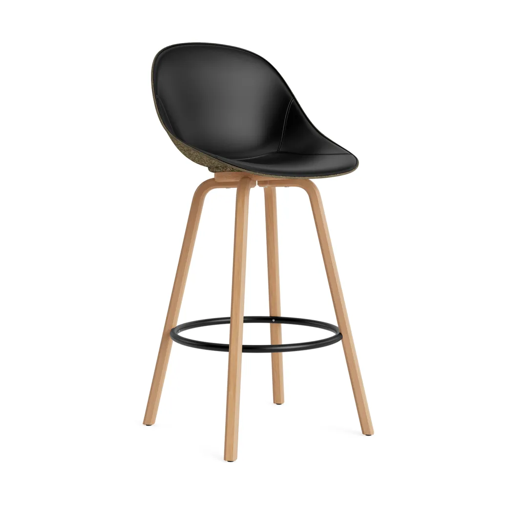 Mat Bar Chair barstol framsideklädd 75 cm, Ultra 41599-seaweed-beech-black steel Normann Copenhagen