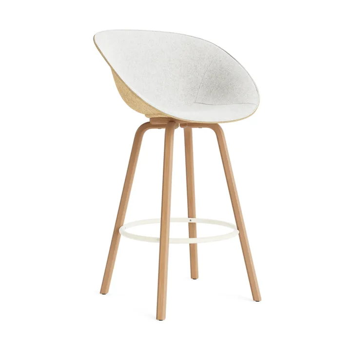 Mat barstol framsideklädd 75 cm - Hallingdal 110-hemp-beech-cream steel - Normann Copenhagen