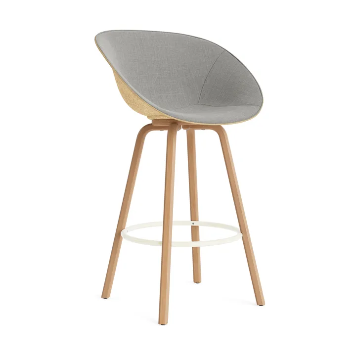 Mat barstol framsideklädd 75 cm - Remix 133-hemp-beech-cream steel - Normann Copenhagen