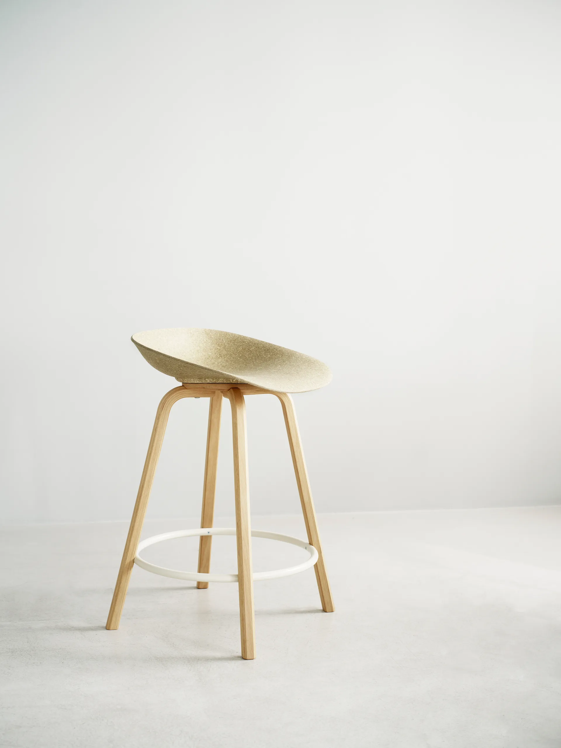 Mat Barstool barpall 65 cm, Hemp-beech-cream steel Normann Copenhagen