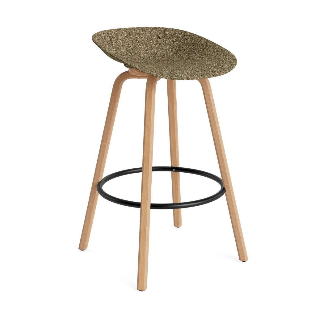 Mat Barstool barpall 75 cm, Seaweed-beech-black steel Normann Copenhagen