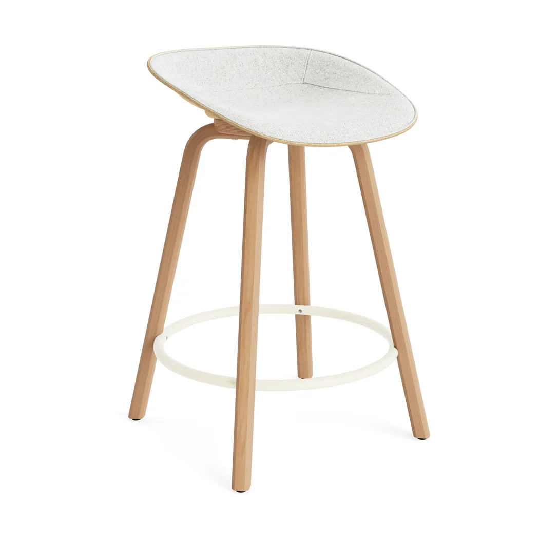 Mat Barstool barpall framsideklädd 65 cm, Hallingdal 110-hemp-beech-cream steel Normann Copenhagen