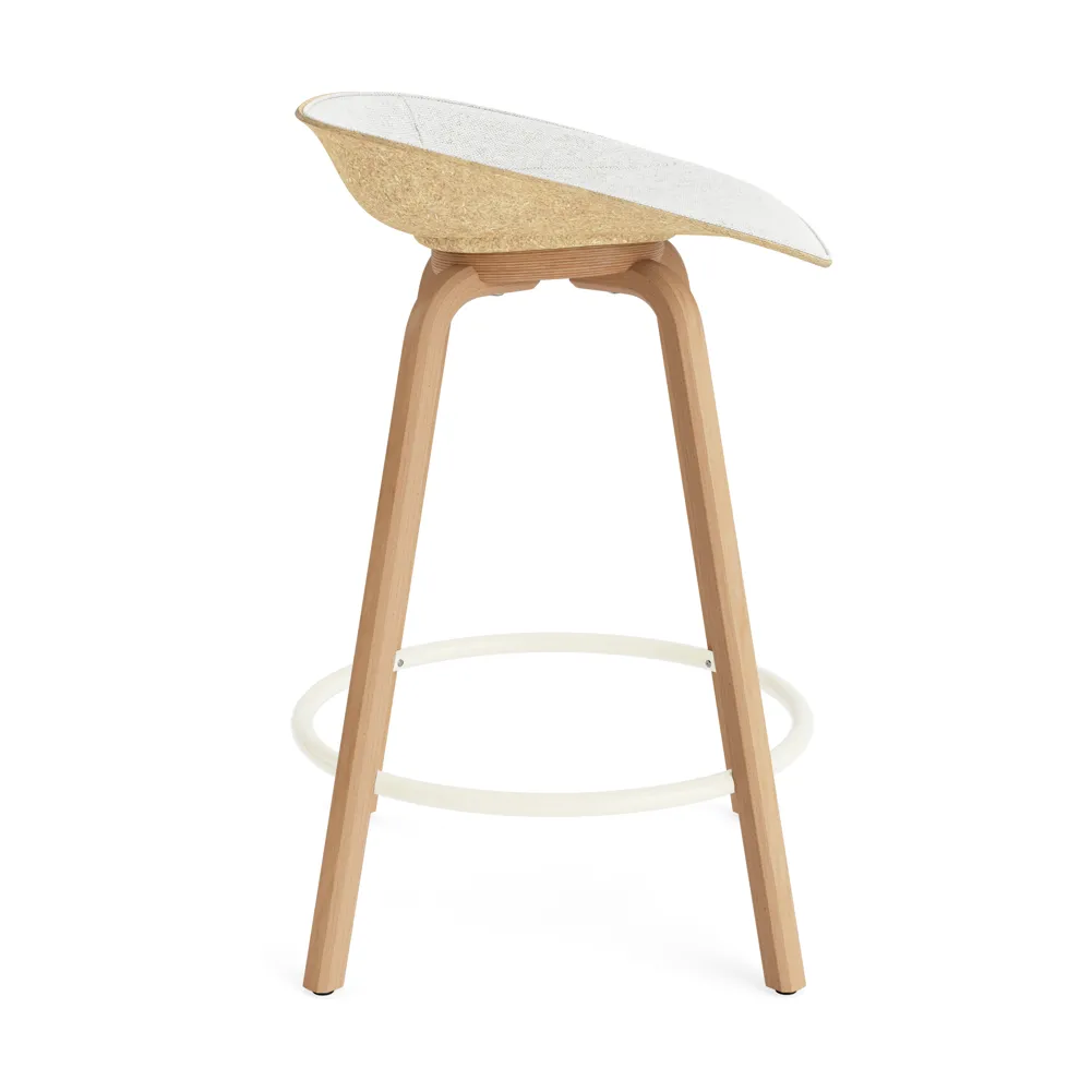 Mat Barstool barpall framsideklädd 65 cm, Hallingdal 110-hemp-beech-cream steel Normann Copenhagen