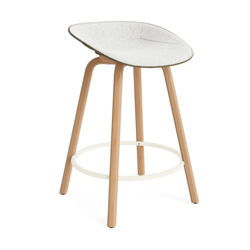 Mat Barstool barpall framsideklädd 65 cm, Hallingdal 110-seaweed-beech-cream steel Normann Copenhagen