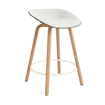 Mat Barstool barpall framsideklädd 65 cm - Hallingdal 110-seaweed-beech-cream steel - Normann Copenhagen