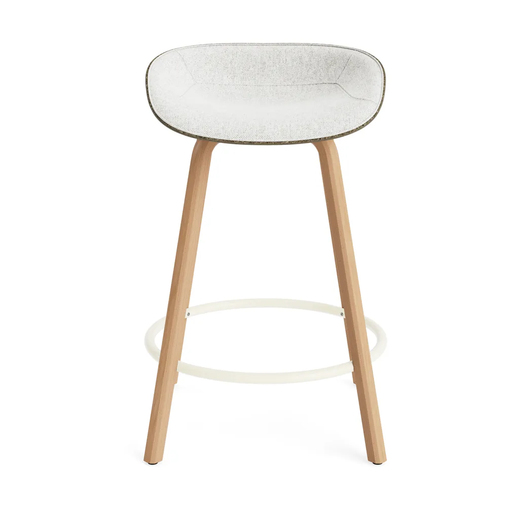 Mat Barstool barpall framsideklädd 65 cm, Hallingdal 110-seaweed-beech-cream steel Normann Copenhagen